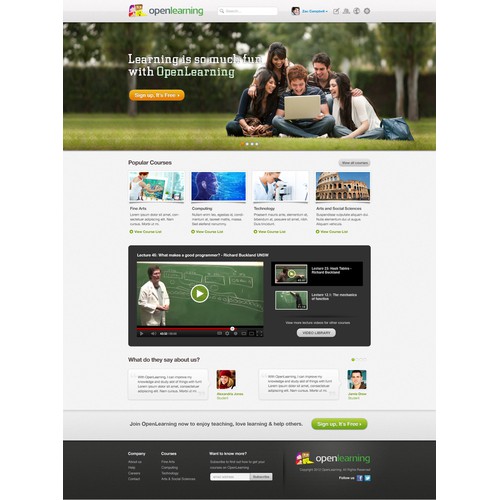 High traffic educational site needs a new homepage (Open Learning)