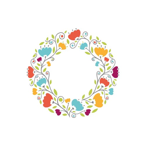 Illustrated Floral Letter/ Circle