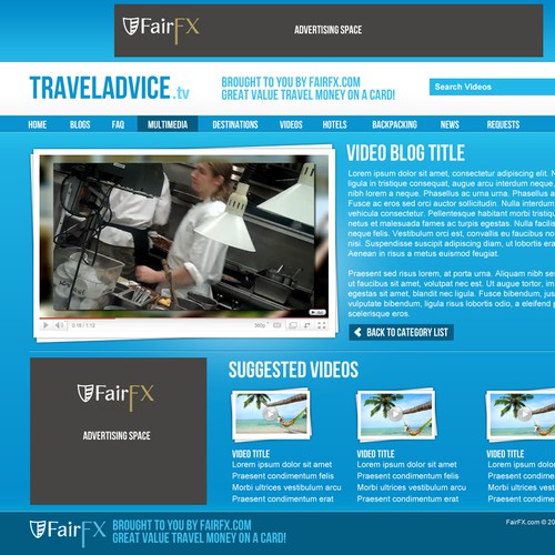 Dynamic Travel Advice Video Blog Design Required