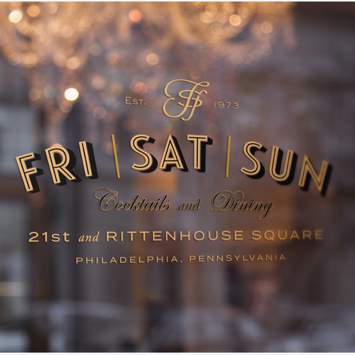 Create a vintage inspired logo for a cocktail bar and restaurant in Philadelphia