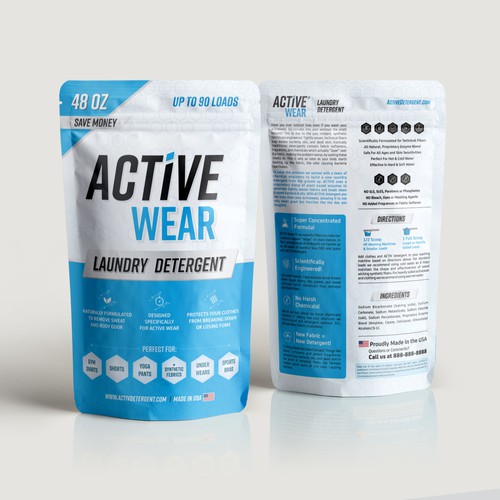 Packaging design for Active Wear laundry Detergent