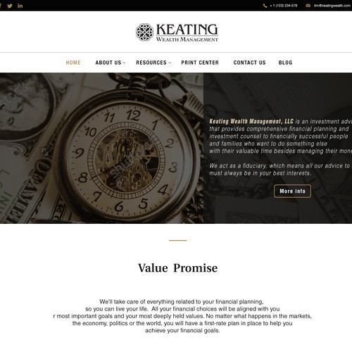 website design for keating wealth managment