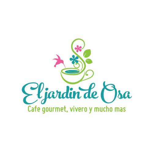 logo for a Coffee shop - Florist in Costa Rica  which offers french pastries, fruit juices and snacks in a garden where the plants and flowers are for sale.