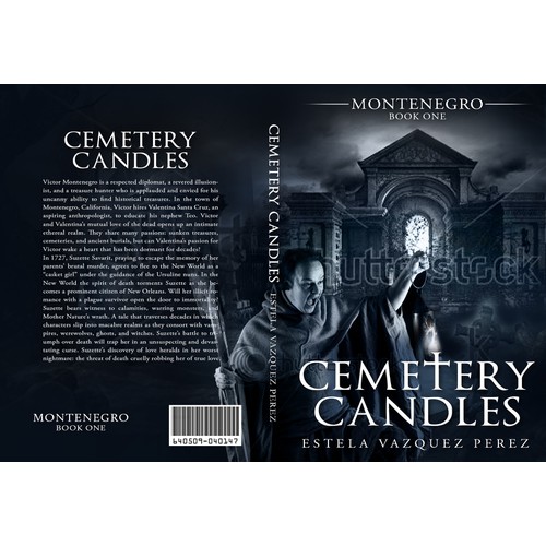 Create an alluring book cover for future bestseller Cemetery Candles