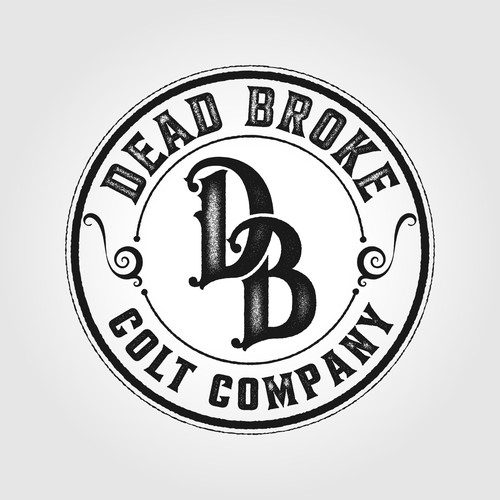 A gritty Western logo for Dead Broke Colt Company, a gritty, down-to-earth horse training company
