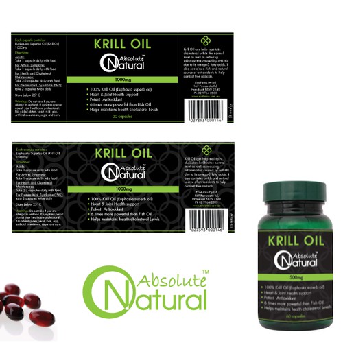 Labels for Krill Oil (Nutritional Supplement)
