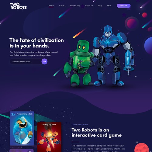 Two Robots Landing Page Design
