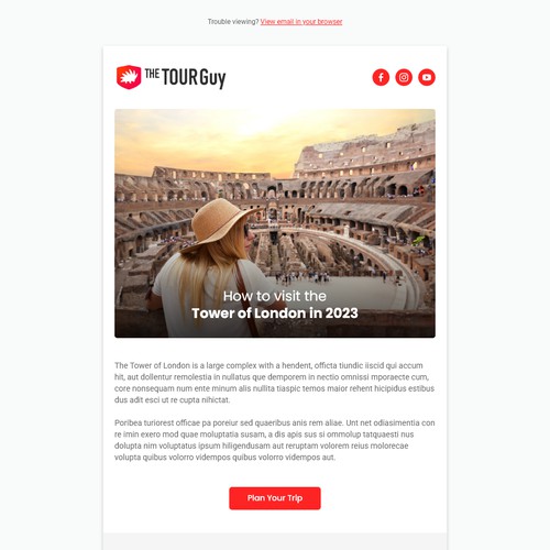 Email design for a travel company