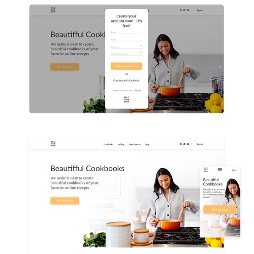 Lending page for MyCookbook