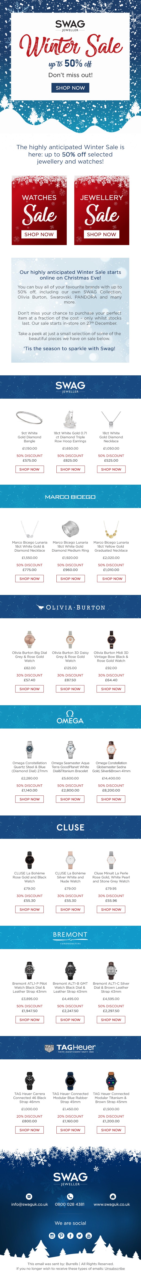Burrells Winter Sale campaign - email