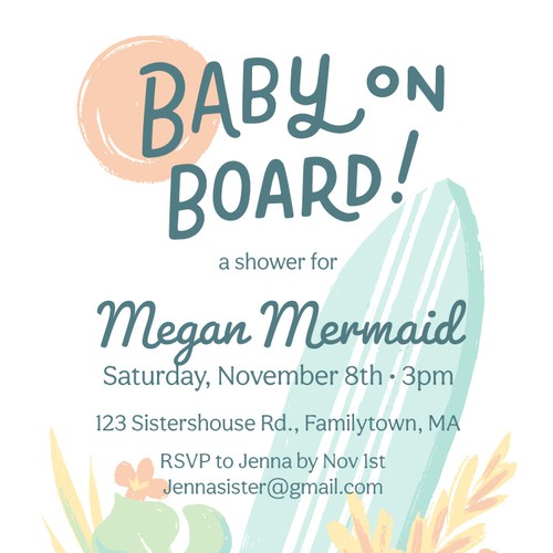 baby shower invite – 'baby on board'