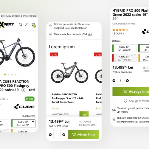 BikeXpert eCommerce - mobile product page design