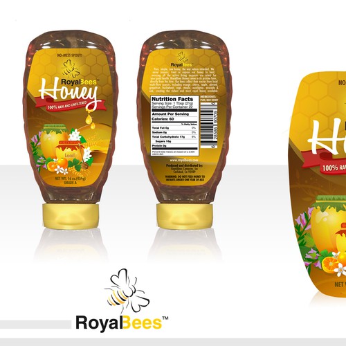 Honey label (front & back) for Royal Bees Company, Inc