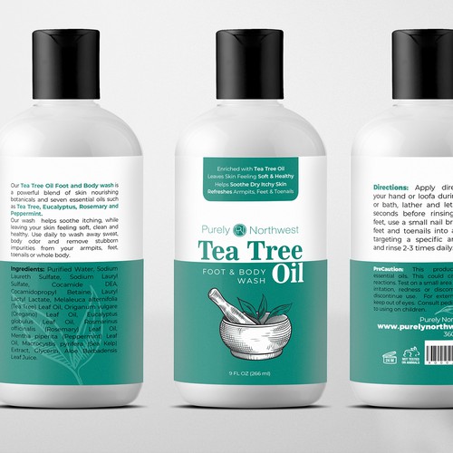 Tea Tree Oil for foot and body Label Design