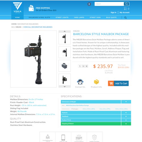Product Page for Venia