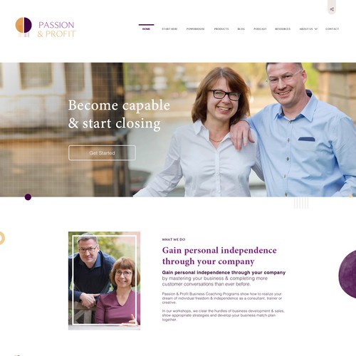 Web Design for Course Wesbsite - Passion & Profit