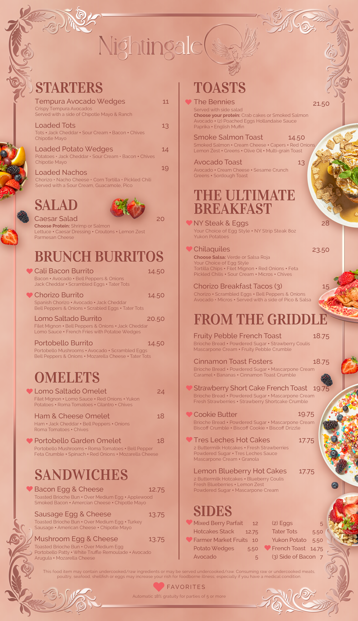 Update Menu- BRUNCH menu