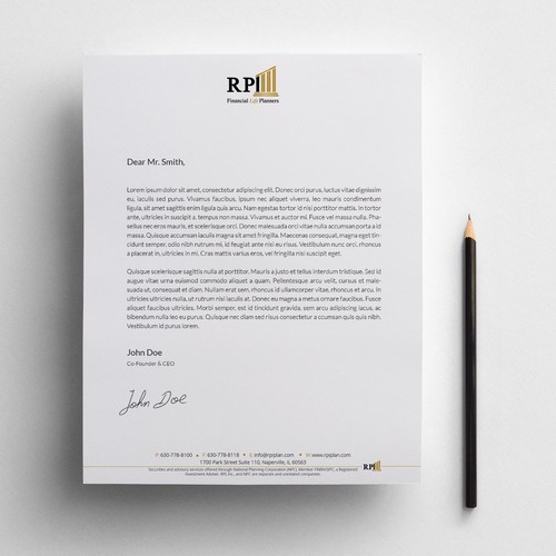 Stationary design - letterhead - for a Financial Firm