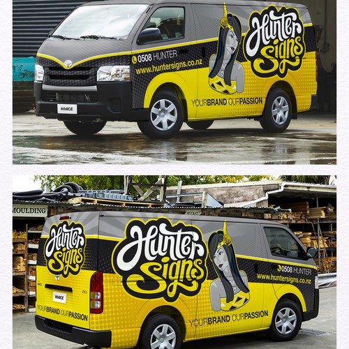 New Zeland Van wrap and create illustration pin-up