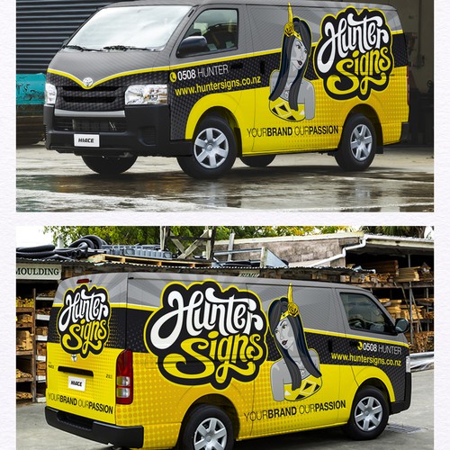 New Zeland Van wrap and create illustration pin-up