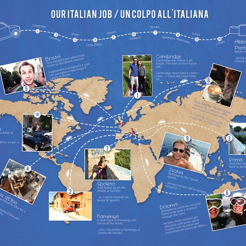 World Map Illustration for an Italian/English wedding!