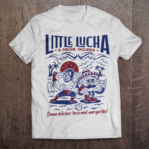 Little Lucha retro mascot tshirt illustration