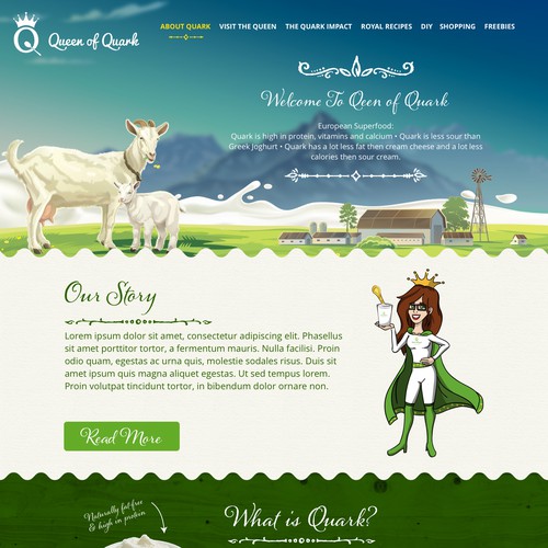 Website for new superfood based on Quark for the US.