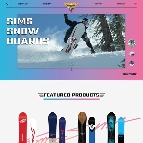 Bright & Light website concept for SIMS Snowboards