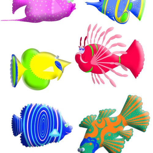 Six Colorful and detailed Ocean Fish Illustrations