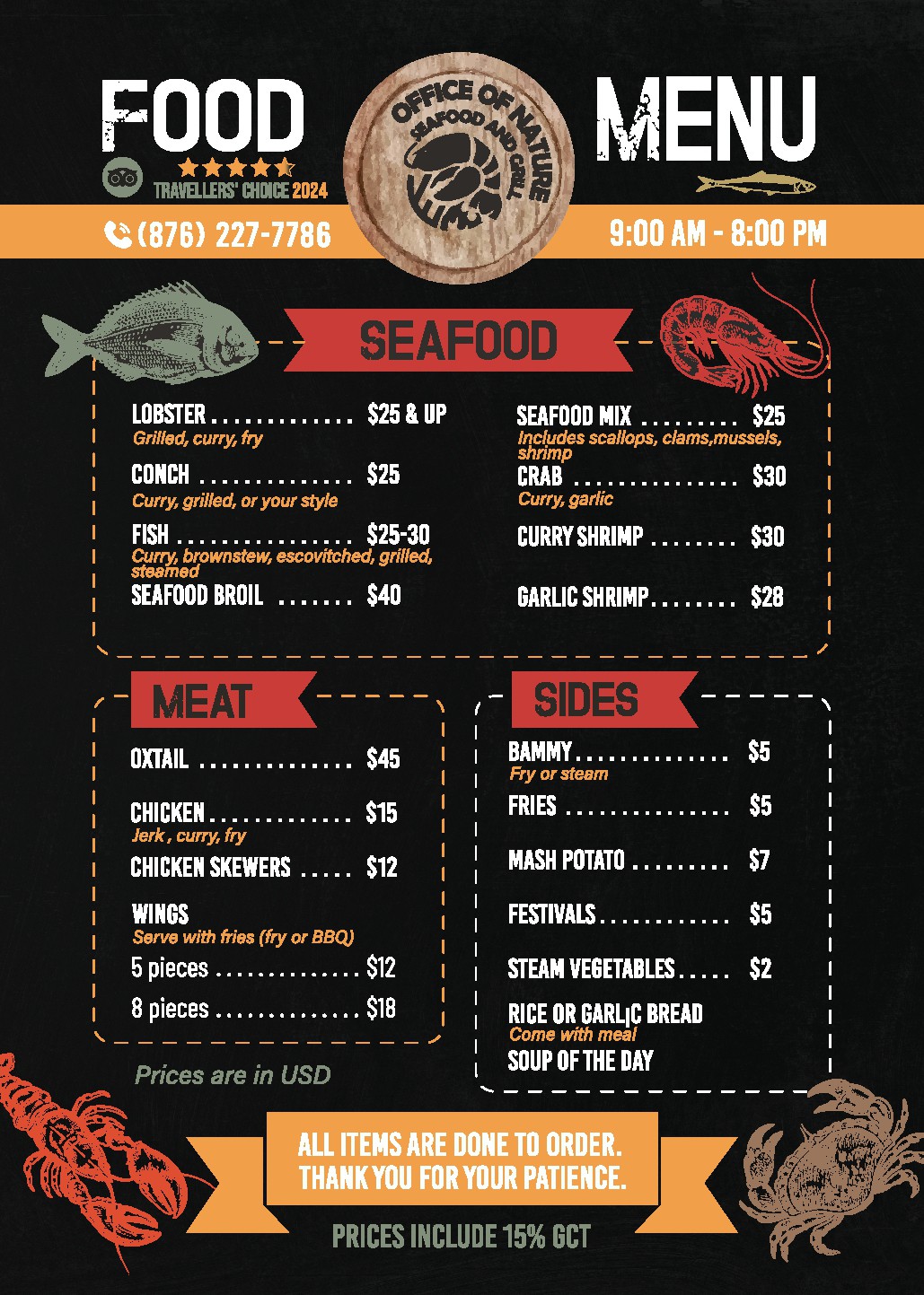 Cover page and back page for menu