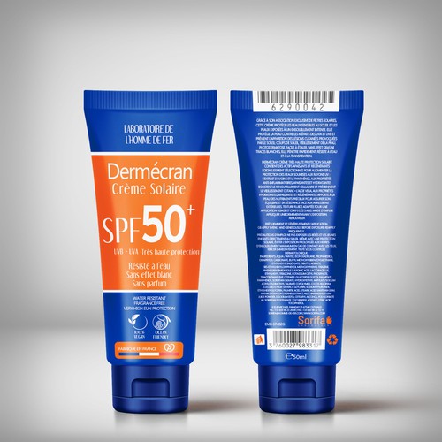 Desing tube Crème solaire SPF50+