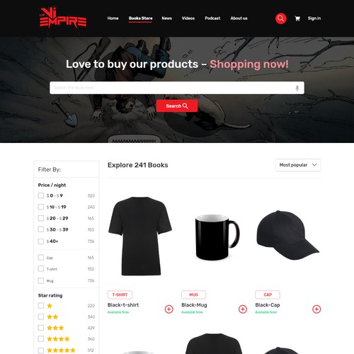 The products store Page