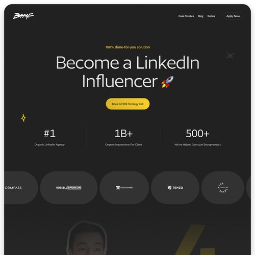 Bold landing page design concept for a LinkedIn marketing course