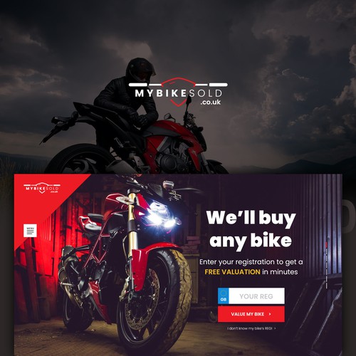 Fun homepage for a motorbike purchasing service