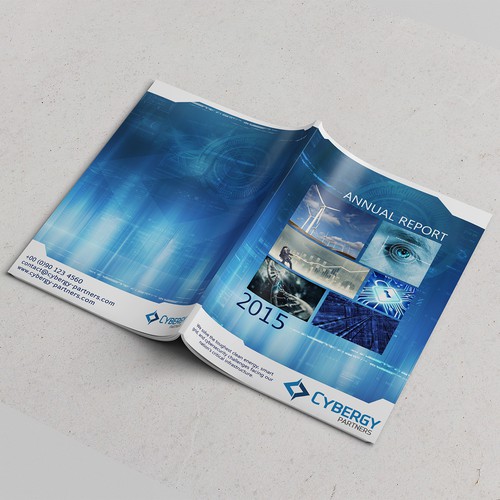 Create a compelling photo montage and graphical design for Cybergy Holdings' first Annual Report.