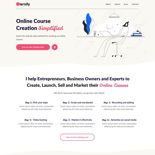 Homepage design for an online course creation platform