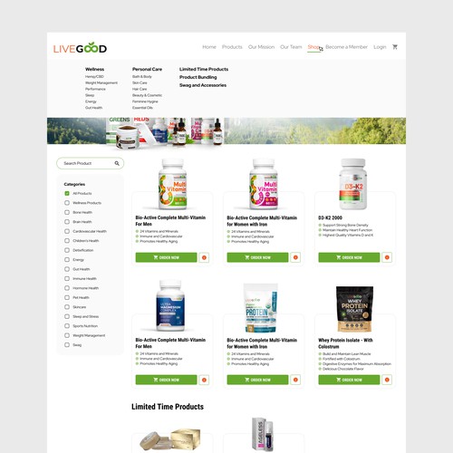 LiveGood ecommerce redesign