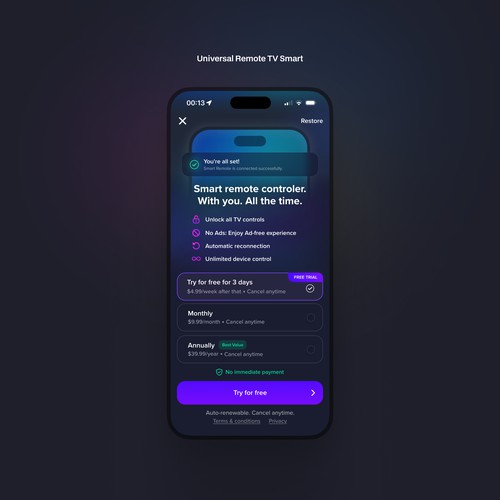 Smart Remote App - Subscription Paywall