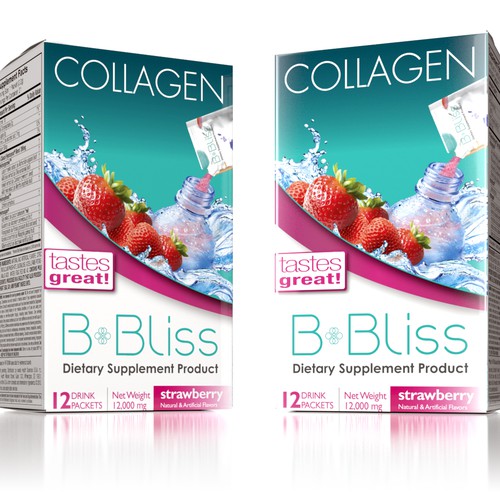 Please help improve packaging for "B-Bliss" Collagen powder product.