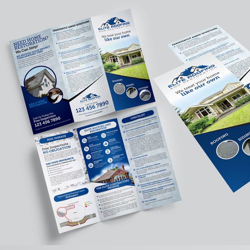 Eye-Catching & Informative Brochure for a roofing company specializing in hail damage