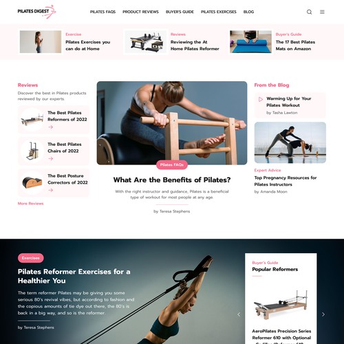 Blog design for Pilates Digest