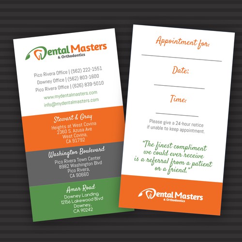 Fresh NEW Dental Masters Business Card