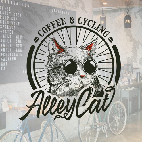 Vintage, hipster logo for coffee & cycling café