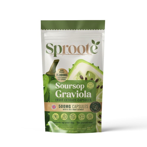 Colorful Soursop Graviola Capsules Pouch Packaging Design