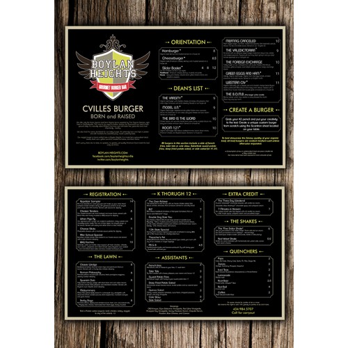 Create a new menu for Charlottesville. Virginias most popular restaurant!