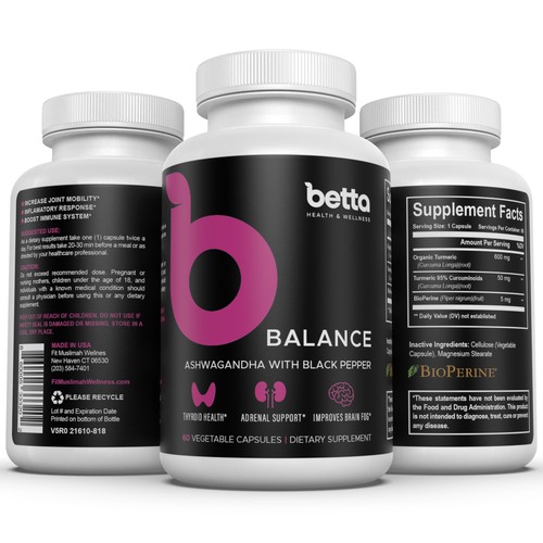 Label & Looking for Unique Product Label for Health Supplements for Women3D render for betta