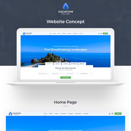 Vacation Online Logo and Website Design Concept