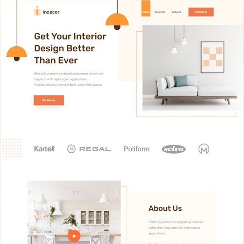 Interior design landing page