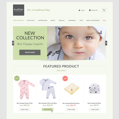 Create a web shop design for exclusive children clothes and accessories