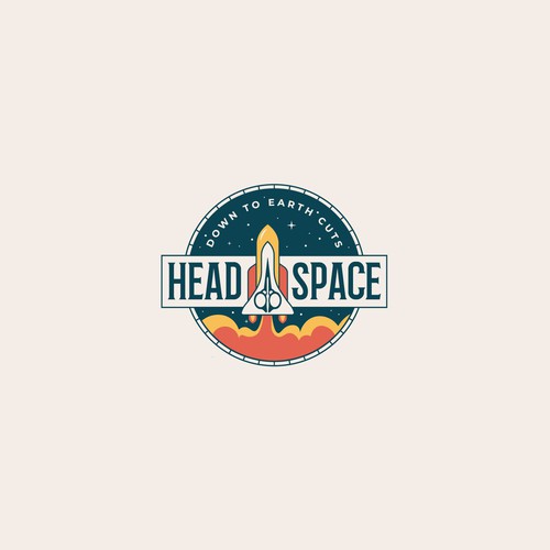 Logo for a barbershop catering to the space industry community.